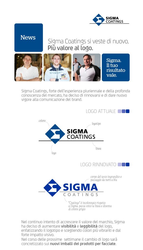 SIGMA COATINGS SI VESTE DI NUOVO. PIU’ VALORE AL LOGO